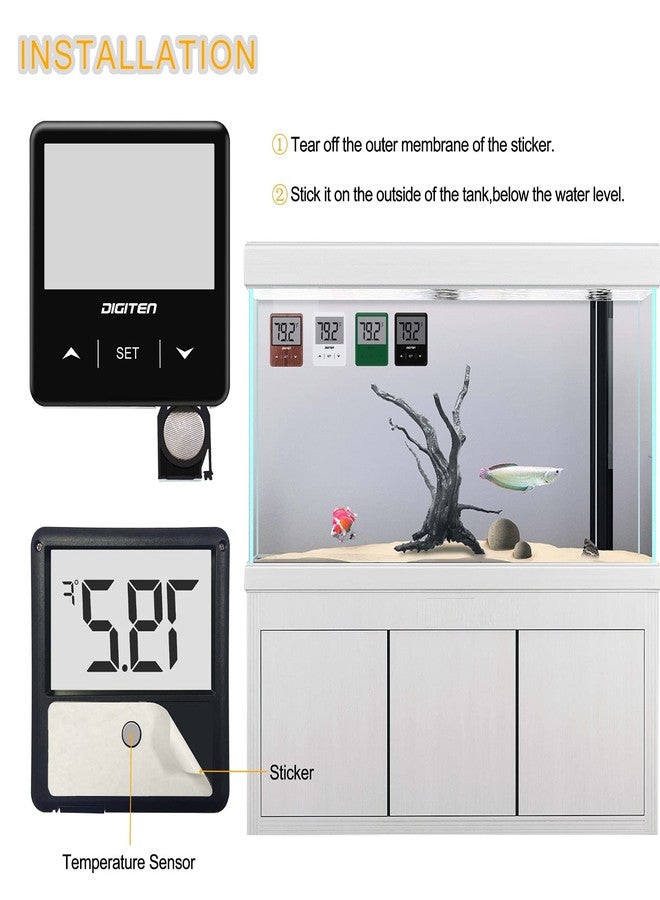 DIGITEN Aquarium Thermometer Digital Fish Tank Thermometer with Large LCD Display Stick On Water Terrarium Temperature Sensor Gauge for Reptiles Turtle Amphibians - Image 5